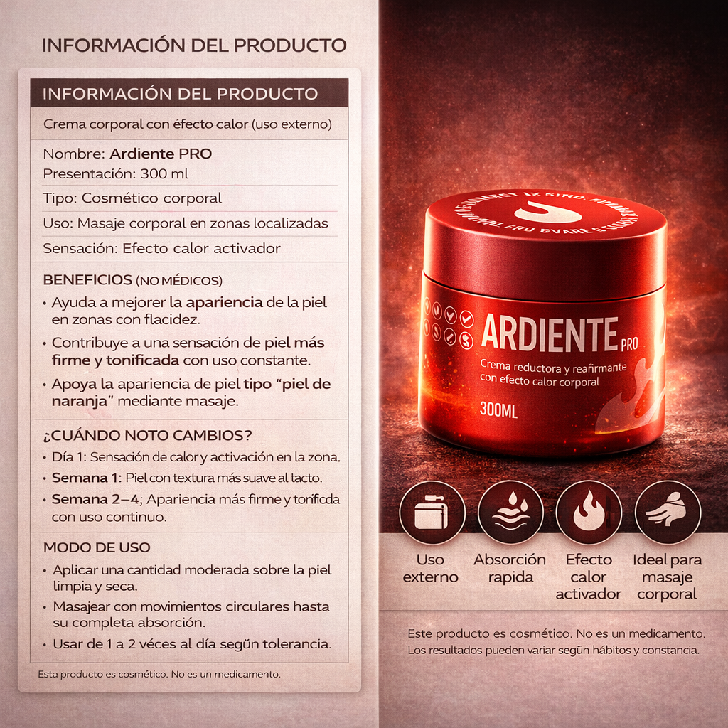 Ardiente PRO 2X1 - Crema Reductora, reductora y eliminadora de estrias