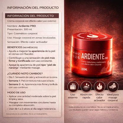 Ardiente PRO 2X1 - Crema Reductora, reductora y eliminadora de estrias