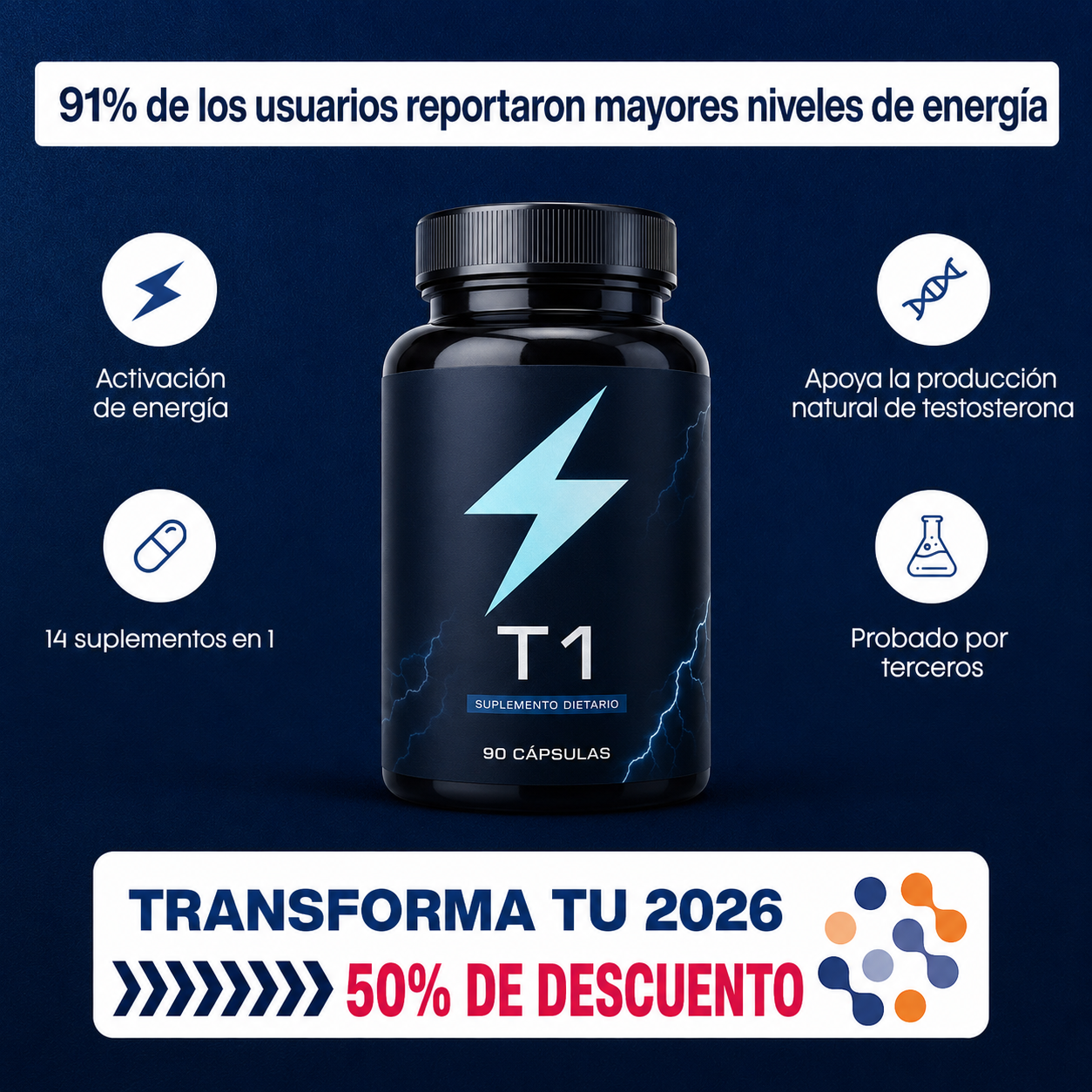 Cápsulas T1 - Impulso de Testosterona