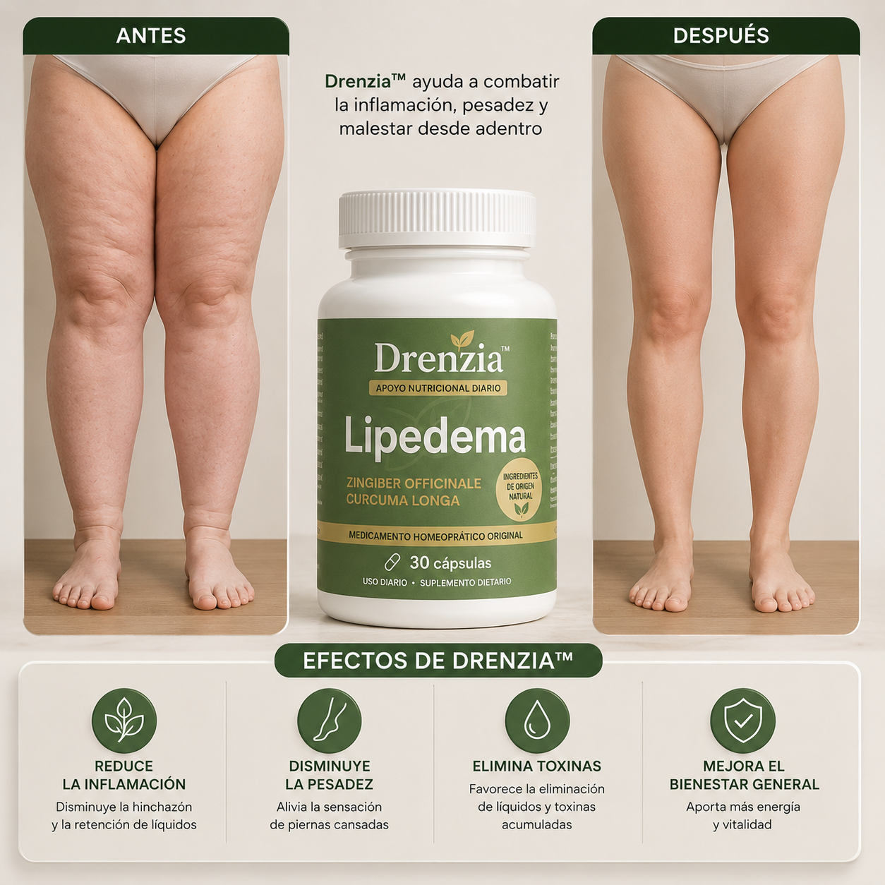 DRENZIA™ |¿Y si no fuera gordura… sino lipedema? Ayuda a combatir inflamación y pesadez desde adentro
