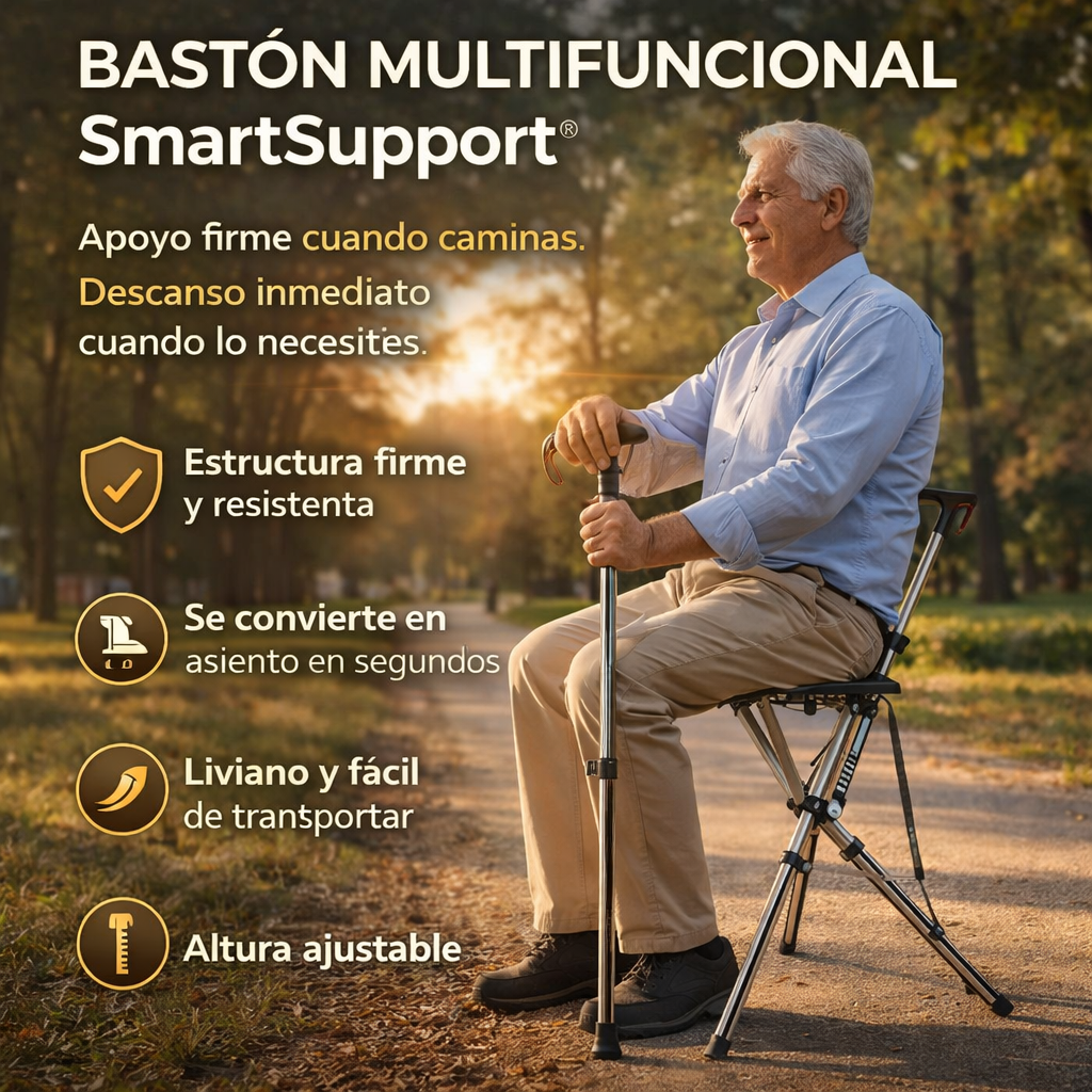 Bastón Multifuncional SmartSupport® | Estabilidad y confianza en cada paso
