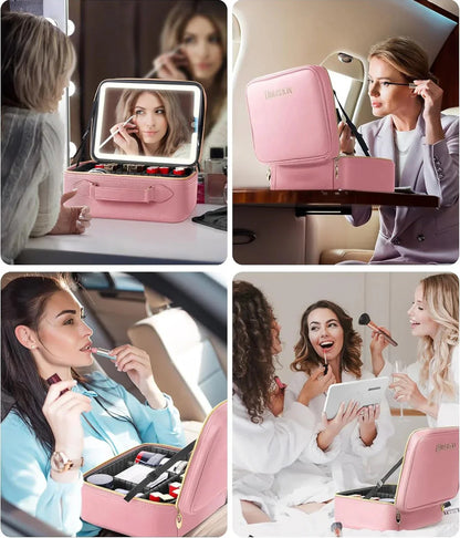COSMETIQUERA CON ESPEJO LED