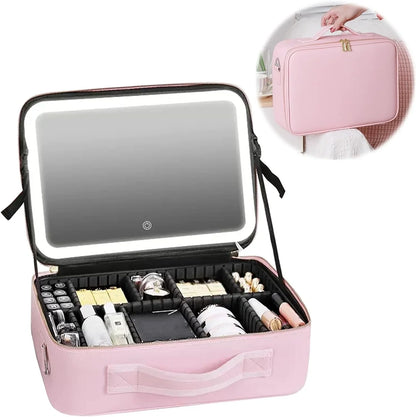 COSMETIQUERA CON ESPEJO LED