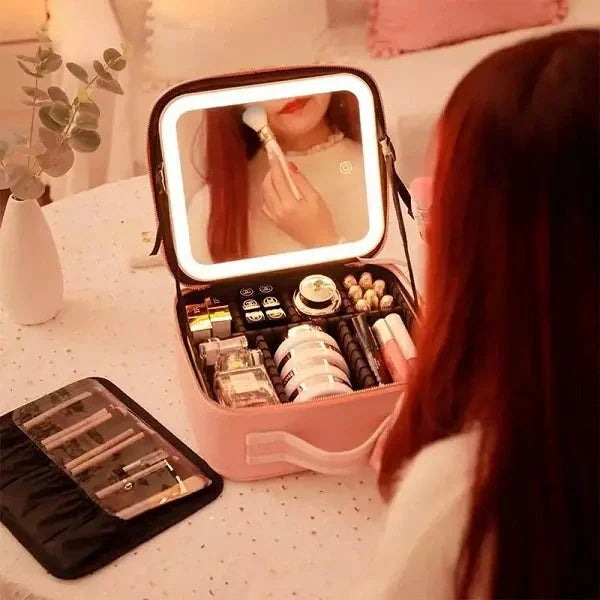 COSMETIQUERA CON ESPEJO LED
