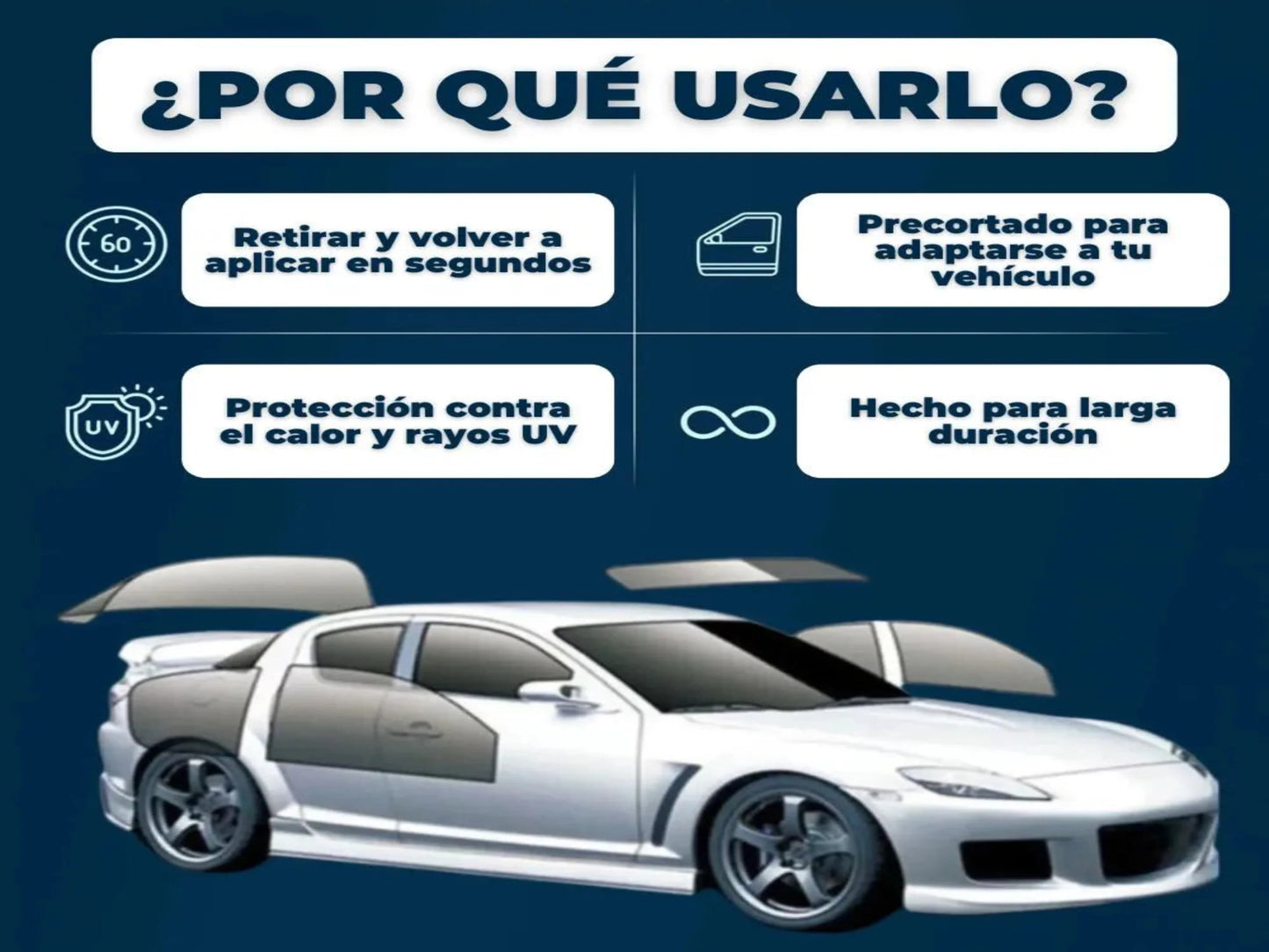 InstaTint - TINTE PARA VENTANAS DE CARRO (PACK X 4 VENTANAS)