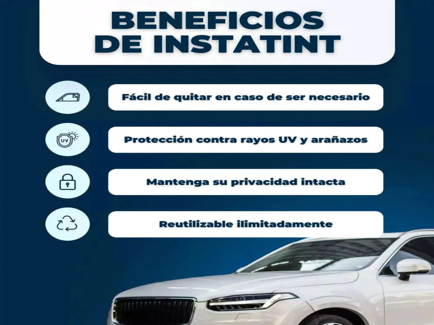 InstaTint - TINTE PARA VENTANAS DE CARRO (PACK X 4 VENTANAS)