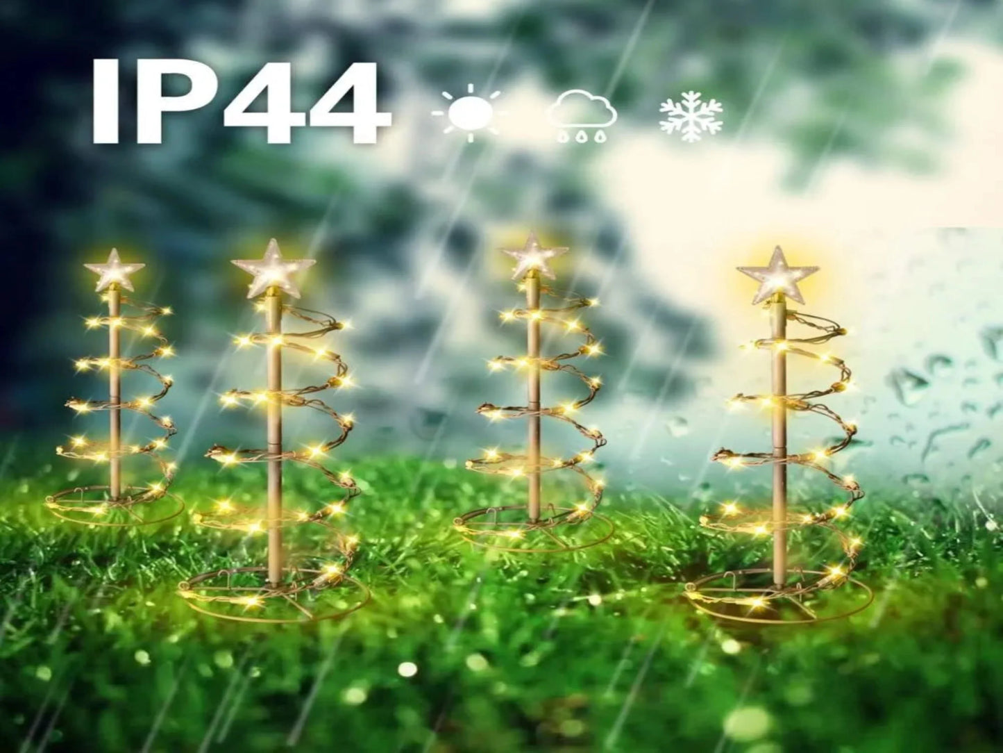 LÁMPARA ESPIRAL DE ÁRBOL DE NAVIDAD X 4