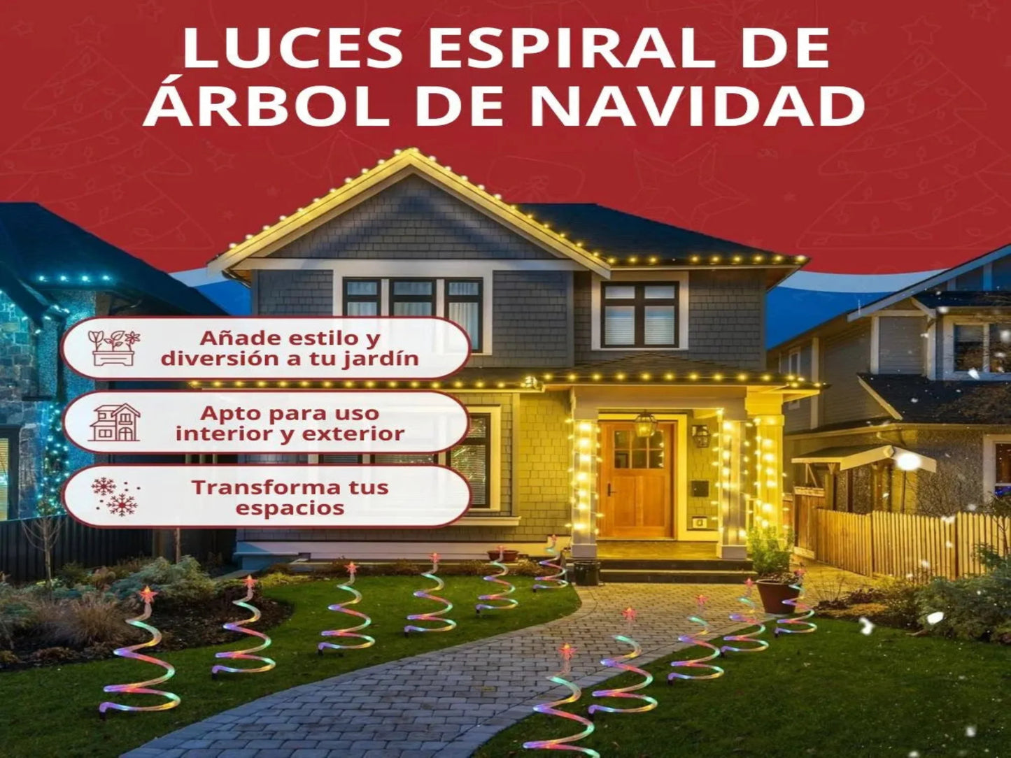 LUCES ESPIRAL DE ÁRBOL DE NAVIDAD