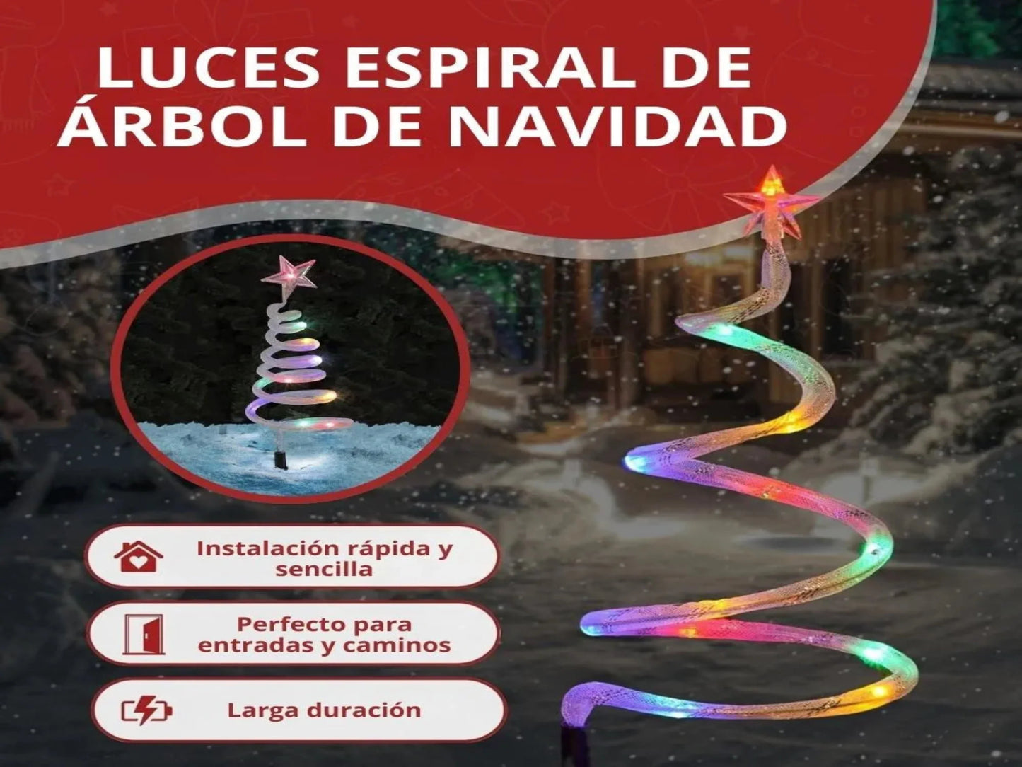 LUCES ESPIRAL DE ÁRBOL DE NAVIDAD